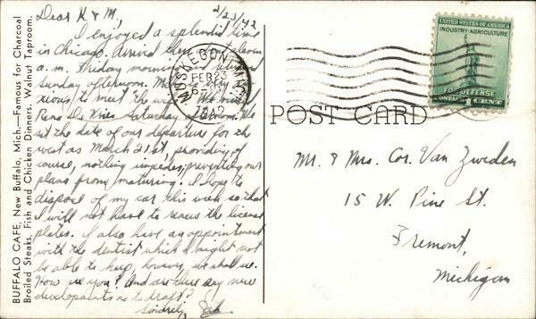 Buffalo Cafe - Postcard Photo